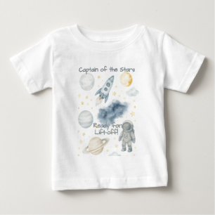 Cosmic Space Birthday Party Rocket & Stars - Baby T-Shirt
