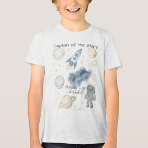 Cosmic Space Birthday Party   Rocket & Stars -  Tri-Blend Shirt