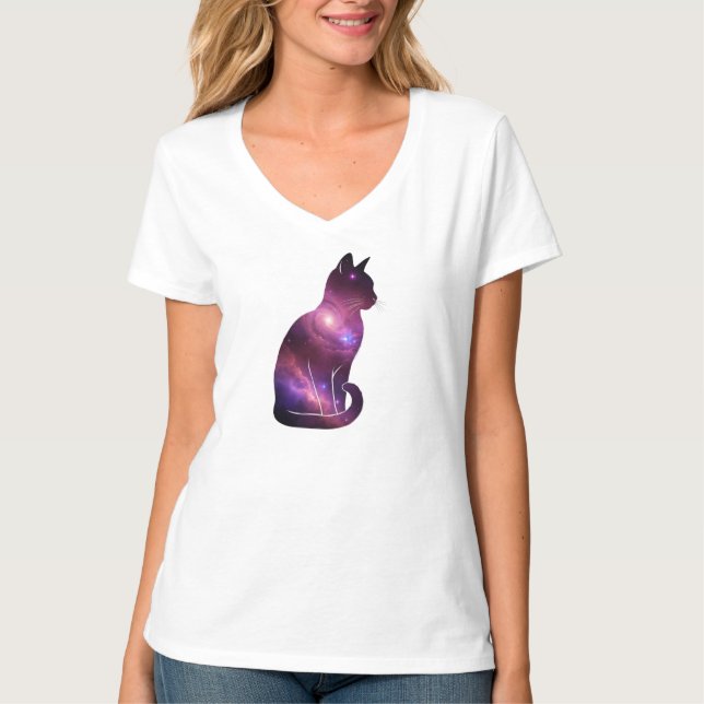 Cosmic Space Cat Graphic T-Shirt (Front)