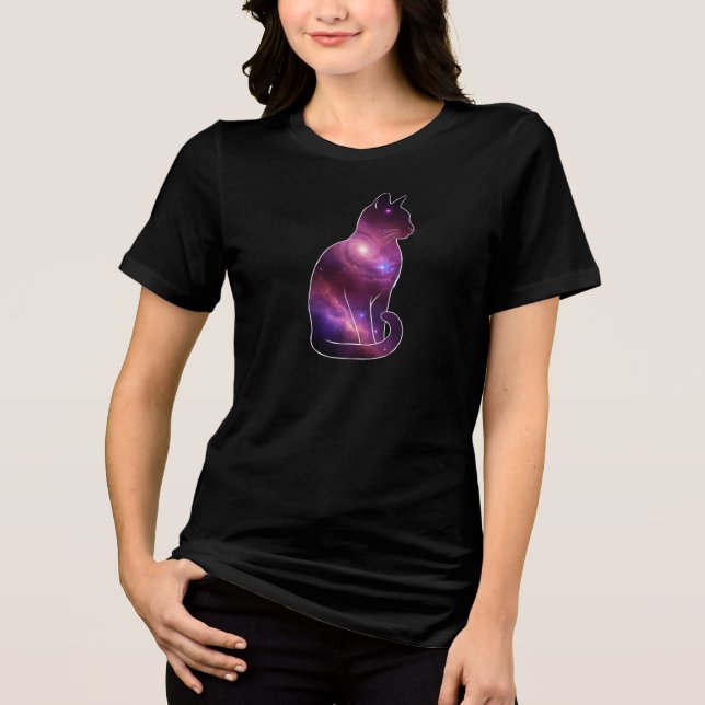 Cosmic Space Cat Graphic Tri-Blend Shirt (Front)