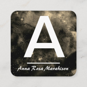 *~* Cosmic Space INITIAL Celestial  QR LOGO PHOTO  Square Business Card