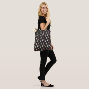 Cosmic space man fox cat stars pattern tote bag
