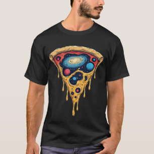 Cosmic Space Pizza Slice Galaxy Planets Graphic T- T-Shirt