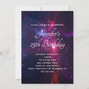 Cosmic Space Stars and Nebula Birthday Party Invitation