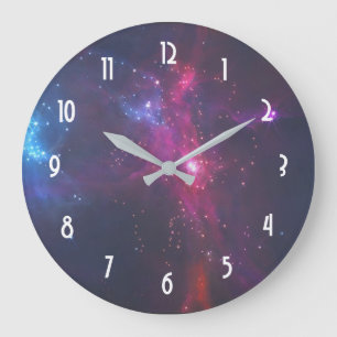 Cosmic Space Stars and Nebula Large Clock