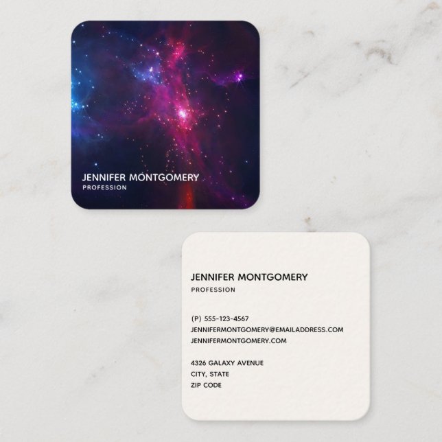Cosmic Space Stars and Nebula Modern Business Card (Front/Back)