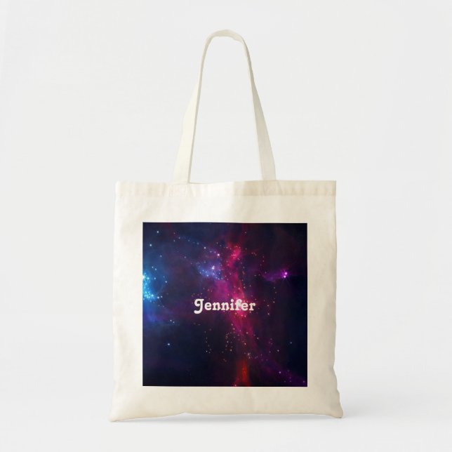 Cosmic Space Stars and Nebula Personalised Tote Bag (Front)