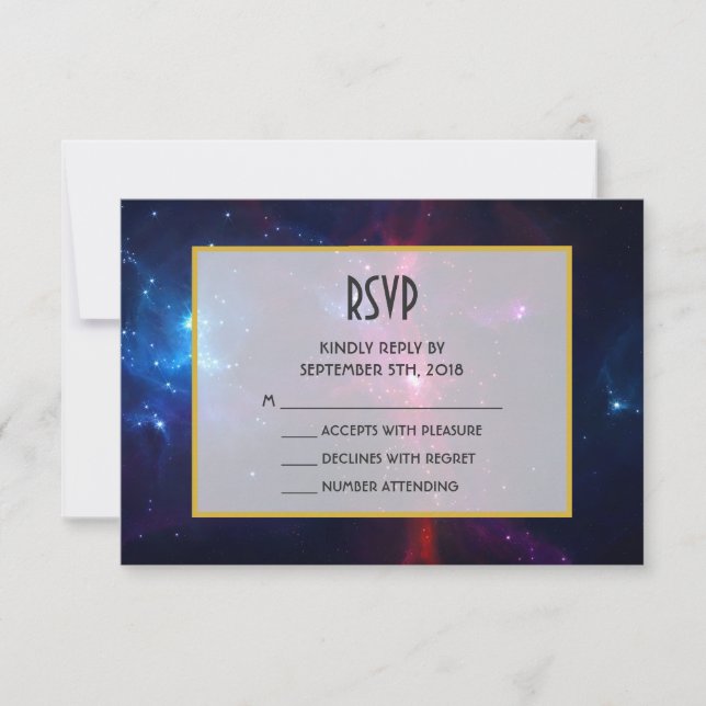 Cosmic Space Stars and Nebula RSVP Card (Front)