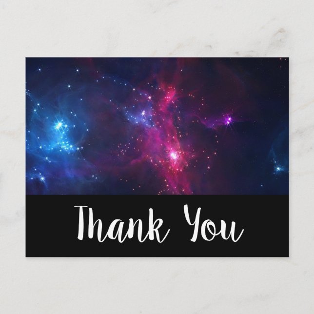 Cosmic Space Stars and Nebula Thank You Postcard (Front)