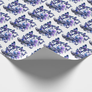 Cosmic Sparkle Butterflies Pattern Wrapping Paper
