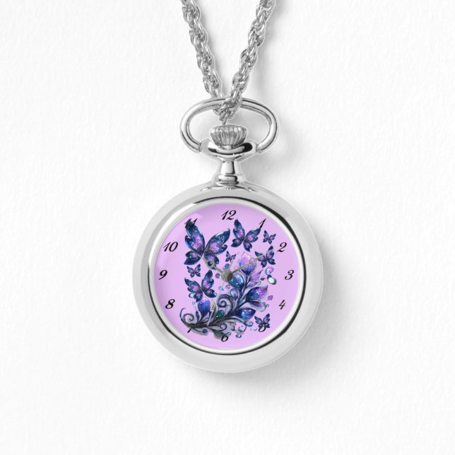 Cosmic Sparkle Butterflies Pink Watch (Front)