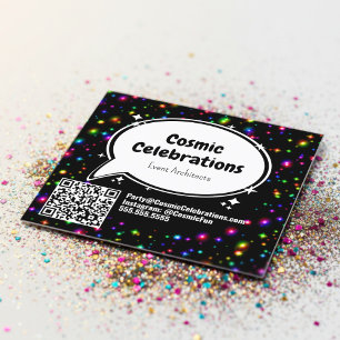 Cosmic Sparkle Party & Event Planner Square Business Card