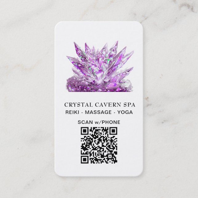 *~* Cosmic Sparkling Magical Magenta QR Crystal Business Card (Front)