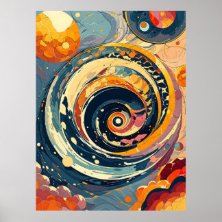 Cosmic Spiral: Abstract Galactic Swirl Art Poster