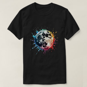 Cosmic Splatter: A Colourful Lunar Explosion T-Shirt