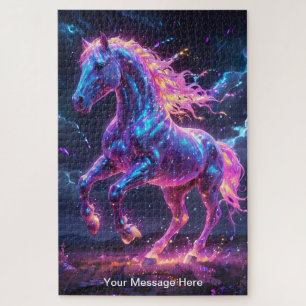 Cosmic Stallion with vibrant Neon Colour Jigsaw Puzzle