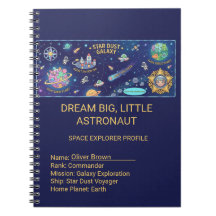 Cosmic Star Dust Galaxy Kids Mission Spiral Notebo