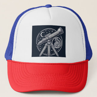 Cosmic Stargazer Vintage Telescope Art Trucker Hat