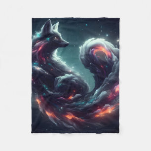 Cosmic Starlight Fox Spirit Fantasy Animal Fleece Blanket