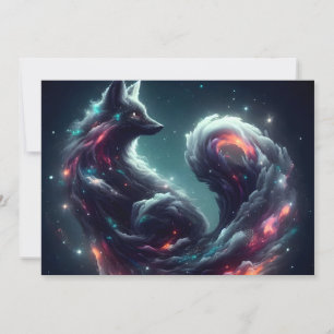Cosmic Starlight Fox Spirit Fantasy Animal Holiday Card