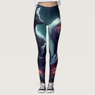 Cosmic Starlight Fox Spirit Fantasy Animal Leggings