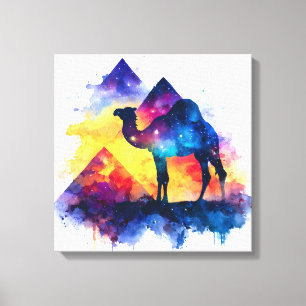 Cosmic Starry Night Egyptian Camel Landscape Canvas Print