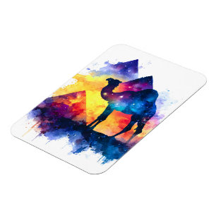 Cosmic Starry Night Egyptian Camel Landscape Magnet