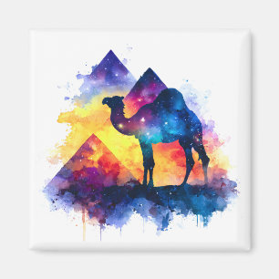 Cosmic Starry Night Egyptian Camel Landscape Magnet