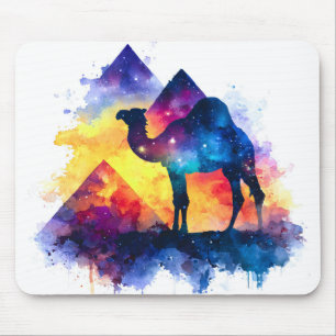 Cosmic Starry Night Egyptian Camel Landscape Mouse Mat