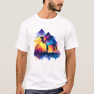 Cosmic Starry Night Egyptian Camel Landscape T-Shirt