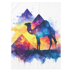 Cosmic Starry Night Egyptian Camel Landscape Tablecloth