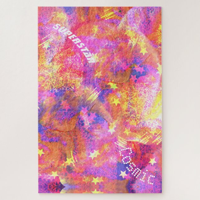 Cosmic Stars in a galaxy of pink blue orange reds Jigsaw Puzzle (Vertical)