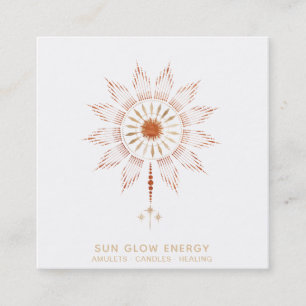 *~* Cosmic Stars Sun Rays Energy Glow Square Business Card