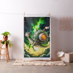 Cosmic Steampunk Snailbird – Neon Dream Creature.  Fabric