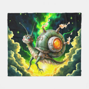 Cosmic Steampunk Snailbird – Neon Dream Creature. Fleece Blanket