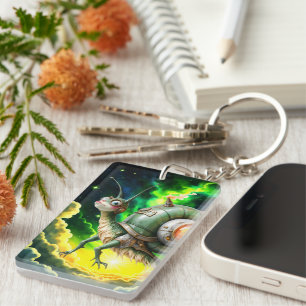 Cosmic Steampunk Snailbird – Neon Dream Creature. Key Ring