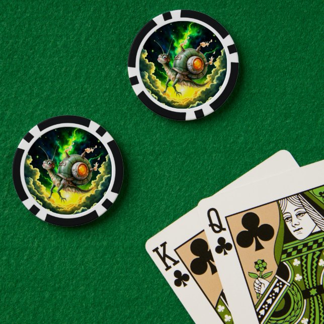 Cosmic Steampunk Snailbird – Neon Dream Creature.  Poker Chips (Poker Table (Double))