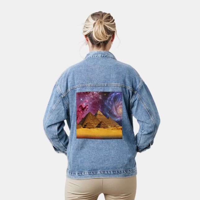 cosmic storm above egypt denim jacket (Model)
