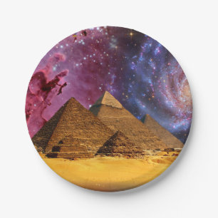 cosmic storm above egypt paper plate