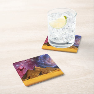 cosmic storm above egypt square paper coaster