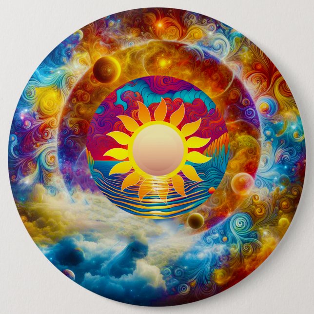 Cosmic Sun 6 Cm Round Badge (Front)