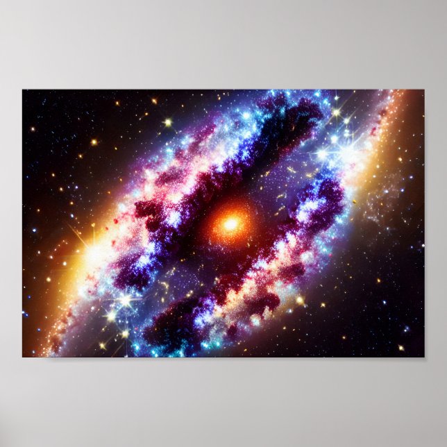 Cosmic Sun Behind Galactic Clouds Skies Outerspace Poster (Front)