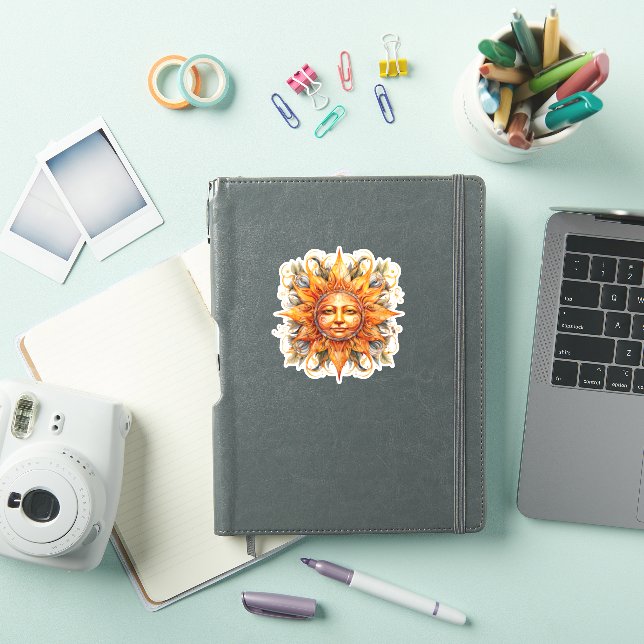 Cosmic Sun Face Digital Art Laptop Decal (iPad Cover)