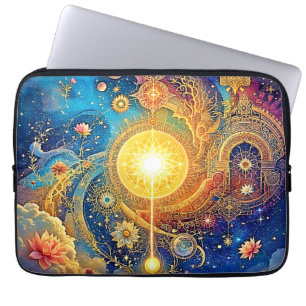 Cosmic Sun Mandala Art Laptop Sleeve