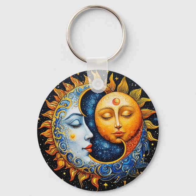 🌙 Cosmic Sun Moon Balance Charm 🌙 Key Ring (Front)