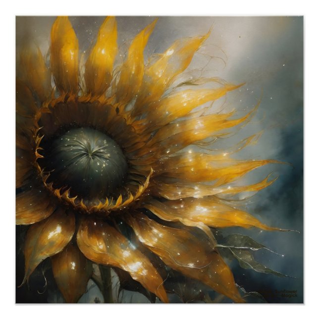 Cosmic Sunflower - AI Fantasy Digital Art Print (Front)