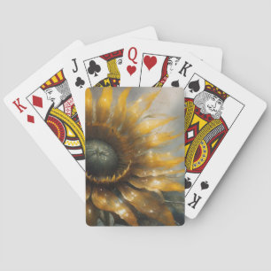 Cosmic Sunflower - AI Fantasy Digital Art Print Playing Cards