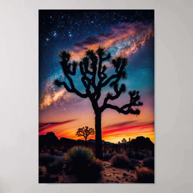 Cosmic Sunset at Joshua Tree National Park Art Poster (Front)