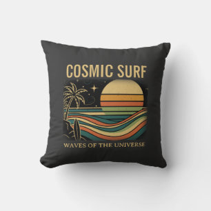 Cosmic Surf Retro Wave • Vintage Sunset Surfing Cushion