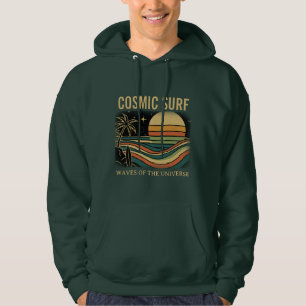 Cosmic Surf Retro Wave • Vintage Sunset Surfing Hoodie